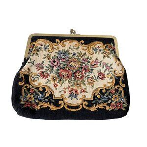 Tapestry Clutch Bag Petite Needlework Purse Hong Kong Vintage 40s 50s